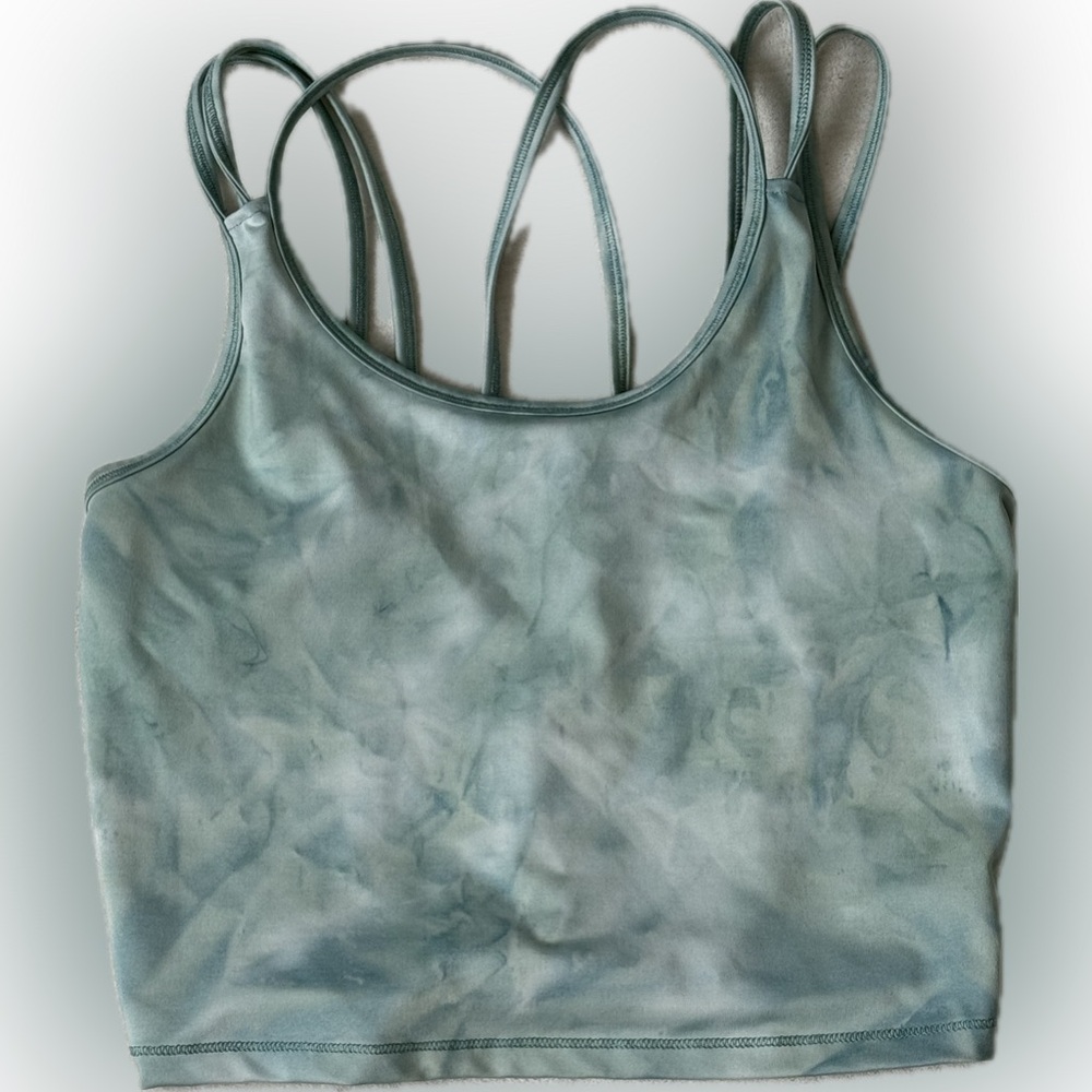 Tie-Dye Strappy Crop Tank Top - Sage Green